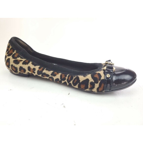 Attilio Giusti Leombruni Shoes - AGL Attilio Guisti Leombruni Leopard Cap Toe Black Ballet Flats Shoes 38 US 8